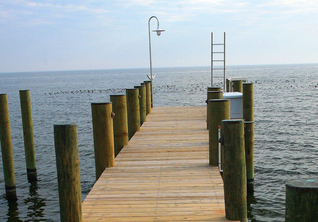 Private dock compared to commercial marina on the Potomac River